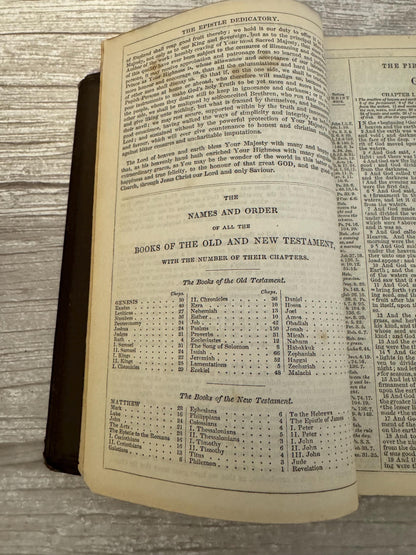 1865 Antique Oxford Holy Bible Leather Bound King James Bible Victorian Christian Book - Ref x710
