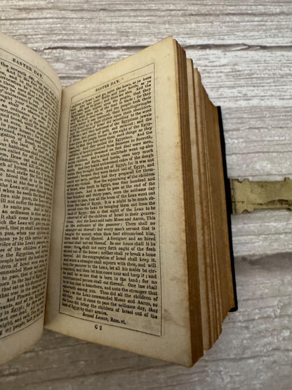 1855 Antique Pocket New Testament Bible & Church Services Prayer Book with Brass Clasp - Ref x712