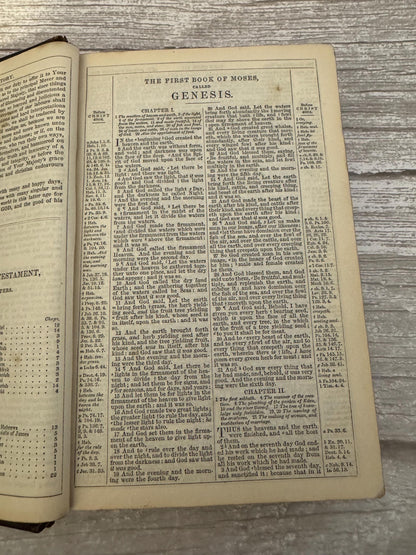 1865 Antique Oxford Holy Bible Leather Bound King James Bible Victorian Christian Book - Ref x710