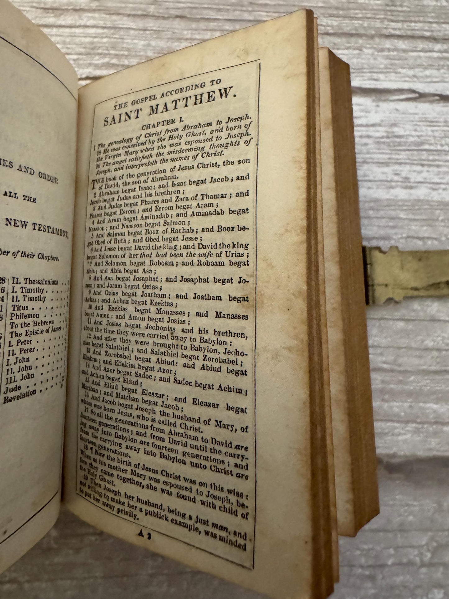 1855 Antique Pocket New Testament Bible & Church Services Prayer Book with Brass Clasp - Ref x712
