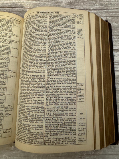 1865 Antique Oxford Holy Bible Leather Bound King James Bible Victorian Christian Book - Ref x710