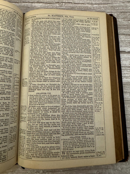 1865 Antique Oxford Holy Bible Leather Bound King James Bible Victorian Christian Book - Ref x710