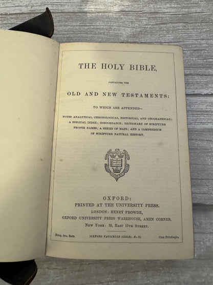 1891 Antique Oxford Holy Bible Yapp Binding Victorian Leather Reference Bible With Maps - Ref x709