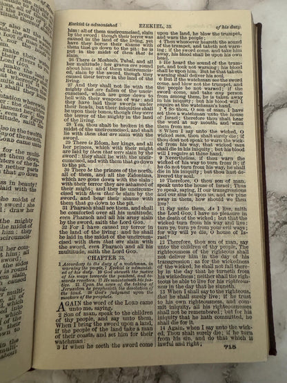 1905 Holy Bible KJV Miniature Leather Bound Bible SPCK Eyre & Spottiswoode Antique Pocket Bible - Ref X679
