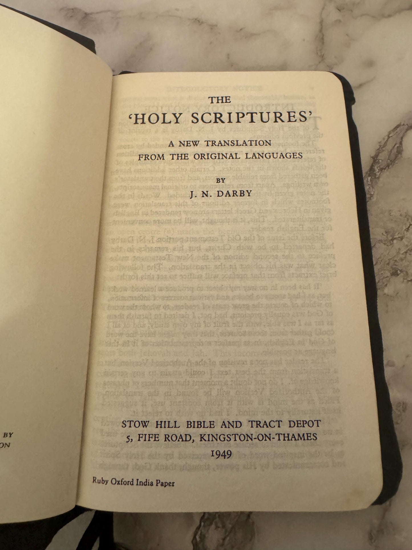 1949 Vintage Holy Bible | J.N. Darby Translation | Pocket Bible - Ref X674
