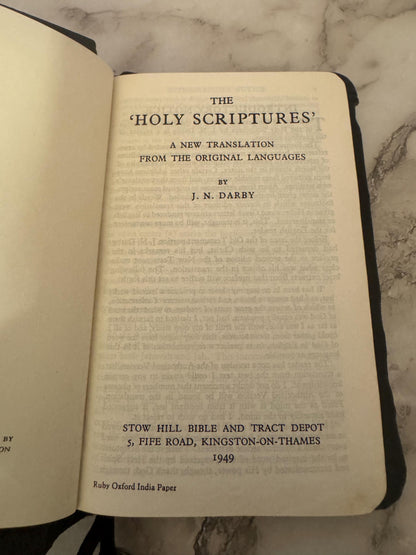 1949 Vintage Holy Bible | J.N. Darby Translation | Pocket Bible - Ref X674