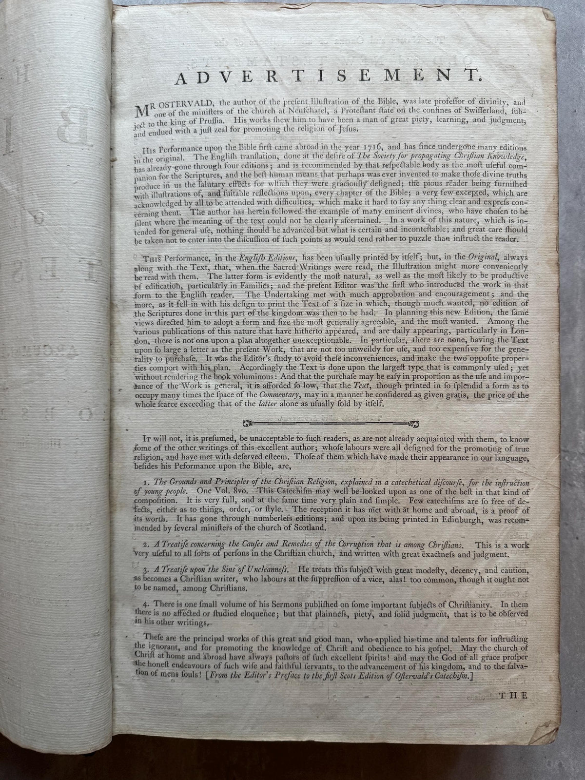 1777 Large Antique Holy Bible with Apocrypha Ostervald Suitable for Museum Display