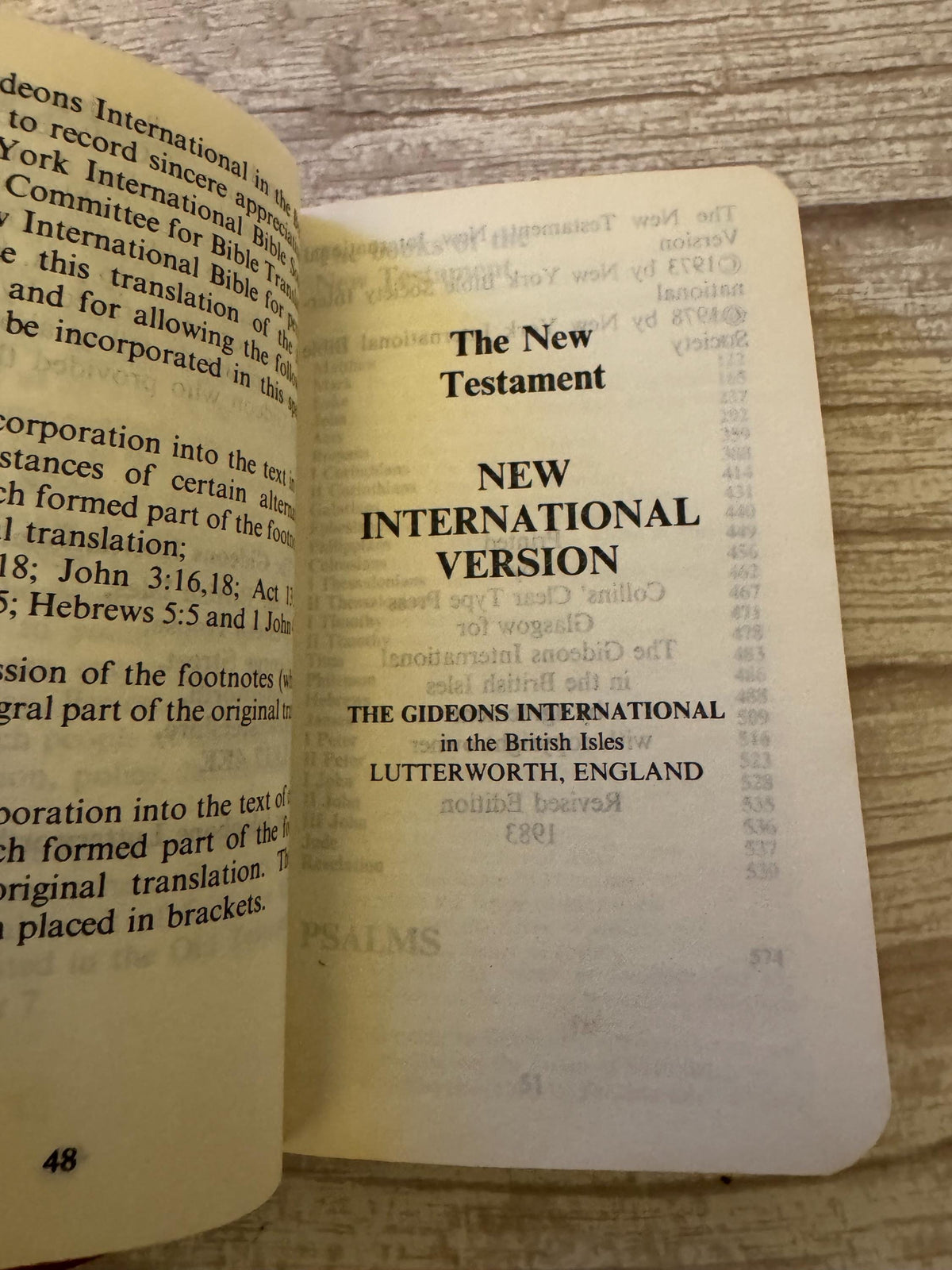 1983 Vintage Gideons New Testament Bible and Psalms NIV Red Pocket Bible - Ref x769