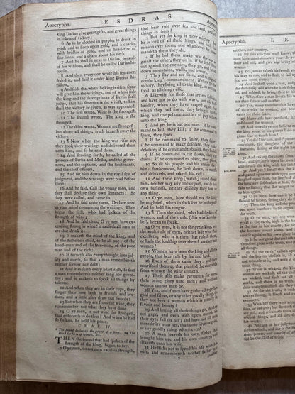 1777 Large Antique Holy Bible with Apocrypha Ostervald Suitable for Museum Display
