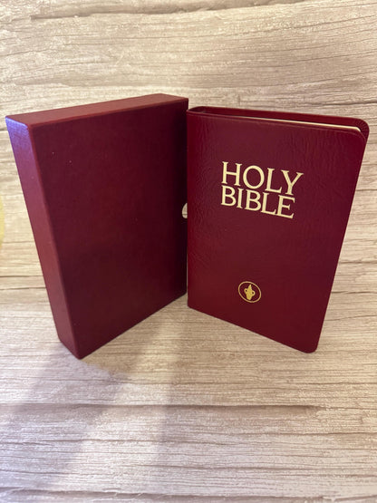 1988 Vintage Burgundy Gideons Holy Bible NIV Old & New Testament with Slipcase - Ref x768