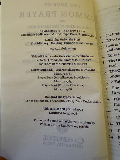 2006 Cambridge Book of Common Prayer 1662 Church of England Psalms of David - Ref x766