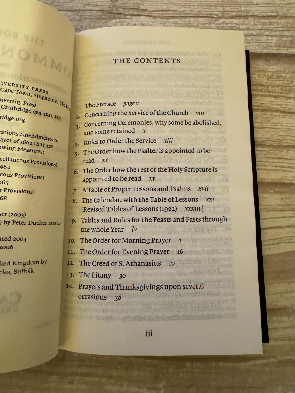 2006 Cambridge Book of Common Prayer 1662 Church of England Psalms of David - Ref x766