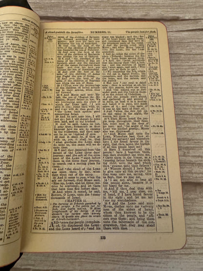 Antique Holy Bible Old & New Testaments Full Yapp Leather KJV Illustrated Reference Bible - Ref x765
