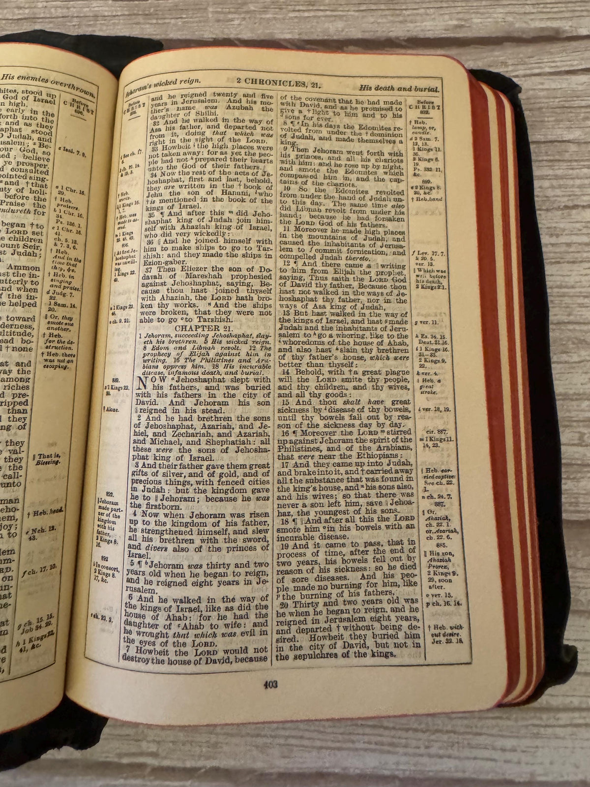 Antique Holy Bible Old & New Testaments Full Yapp Leather KJV Illustrated Reference Bible - Ref x765
