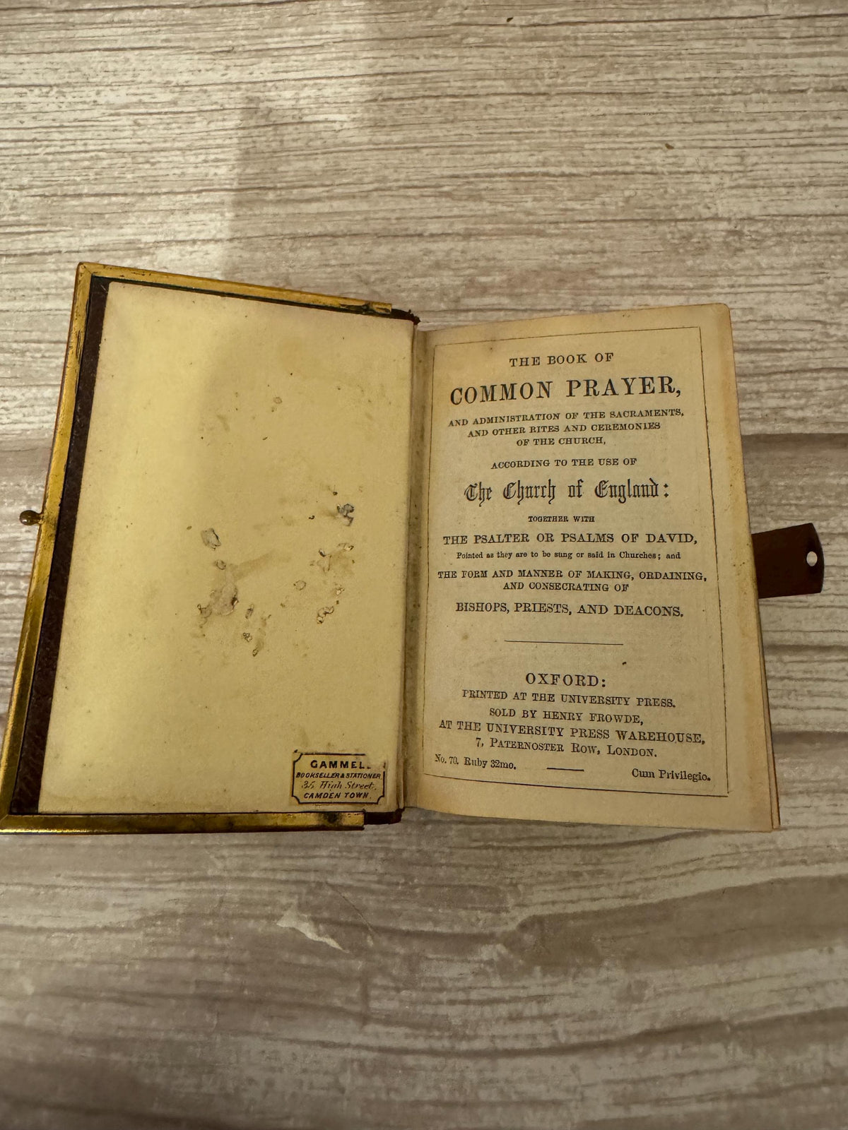 1872 Antique New Testament Bible & Book of Common Prayer Psalms of David Gilt Clasp - Ref x760