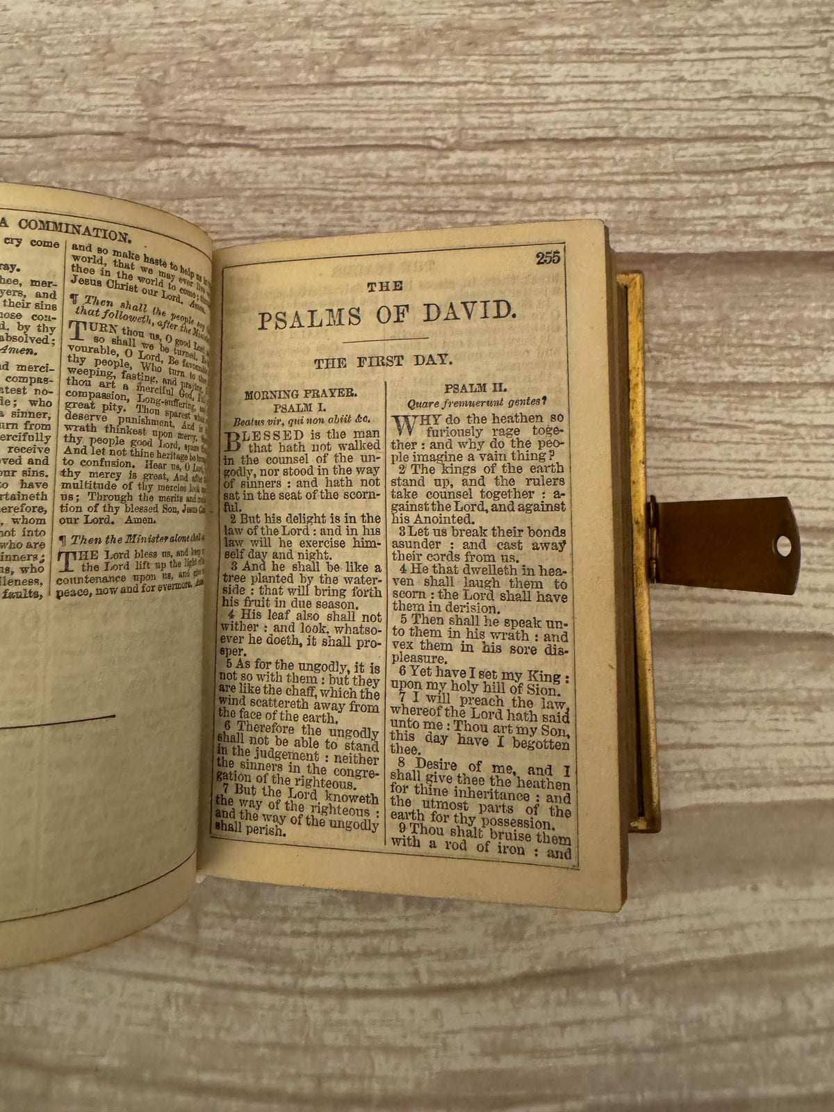 1872 Antique New Testament Bible & Book of Common Prayer Psalms of David Gilt Clasp - Ref x760