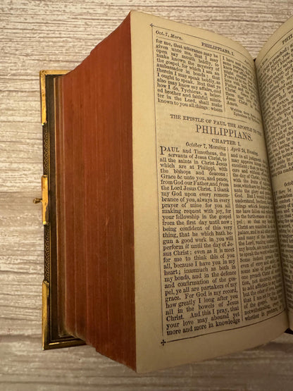 Antique New Testament Bible & Book of Common Prayer Brass Clasp Leather Binding - Ref x761
