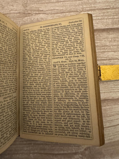 1872 Antique New Testament Bible & Book of Common Prayer Psalms of David Gilt Clasp - Ref x760
