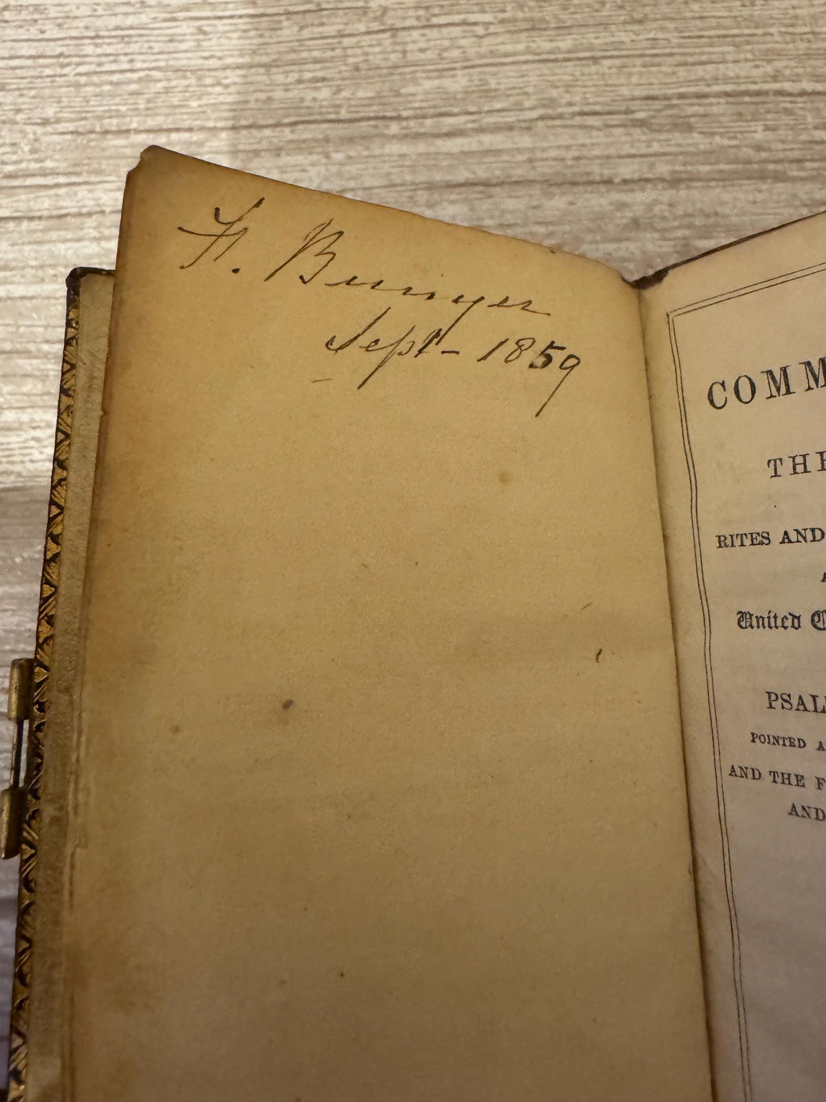 1859 Antique New Testament Bible & Book of Common Prayer Ornate Brass Clasp - Ref x758