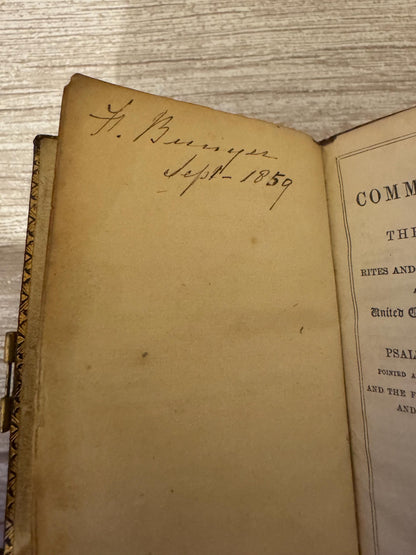 1859 Antique New Testament Bible & Book of Common Prayer Ornate Brass Clasp - Ref x758