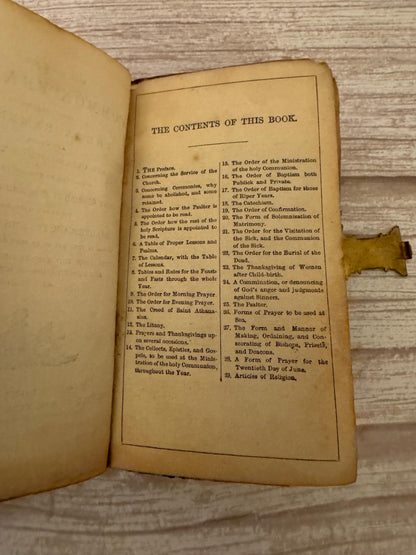 1859 Antique New Testament Bible & Book of Common Prayer Ornate Brass Clasp - Ref x758