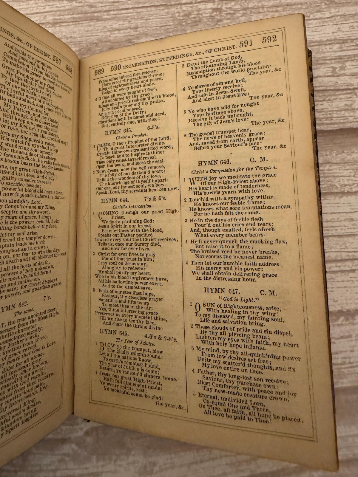 c.1860s Antique John Wesley Hymn Book Wesley’s Hymns Methodist Victorian - Ref x759