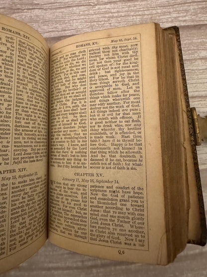 1859 Antique New Testament Bible & Book of Common Prayer Ornate Brass Clasp - Ref x758