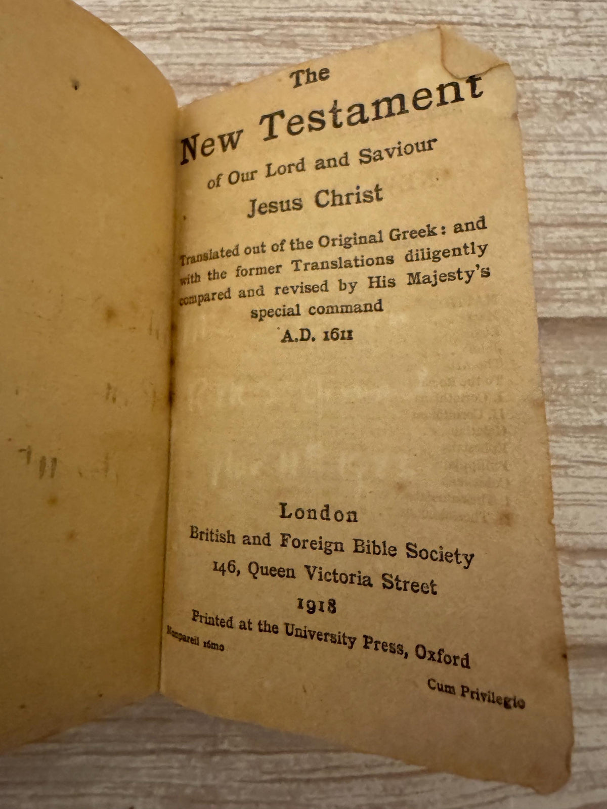 1918 WWI Pocket New Testament Bible Oxford British & Foreign Bible Society - Ref x757