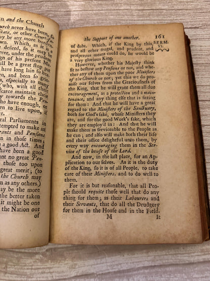 1728 Antique King George II & Queen Caroline Coronation Sermons Leather Book - Ref x756