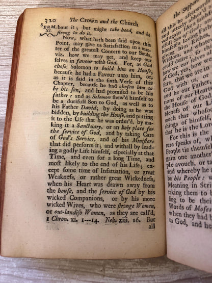1728 Antique King George II & Queen Caroline Coronation Sermons Leather Book - Ref x756