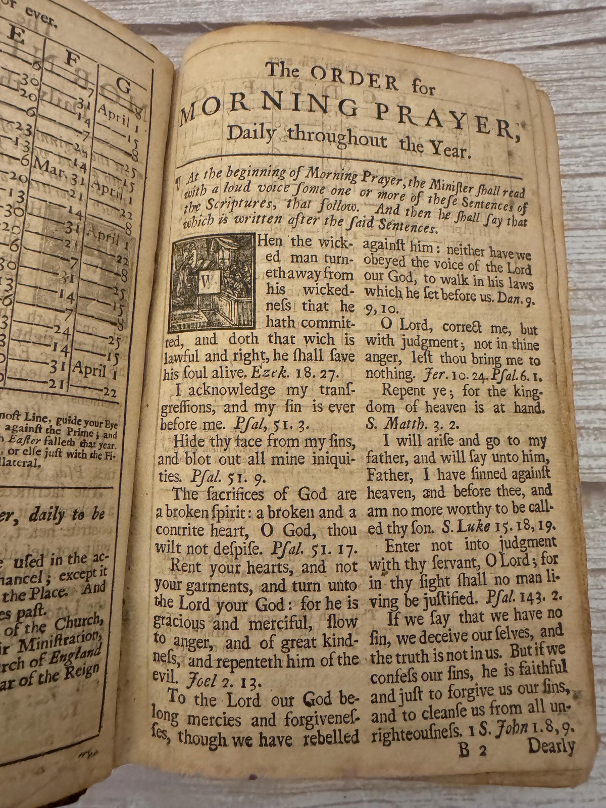 1716 Antique Book of Common Prayer Psalms of David John Baskett Church of England - Ref x754