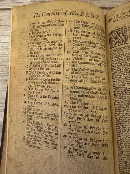 1716 Antique Book of Common Prayer Psalms of David John Baskett Church of England - Ref x754