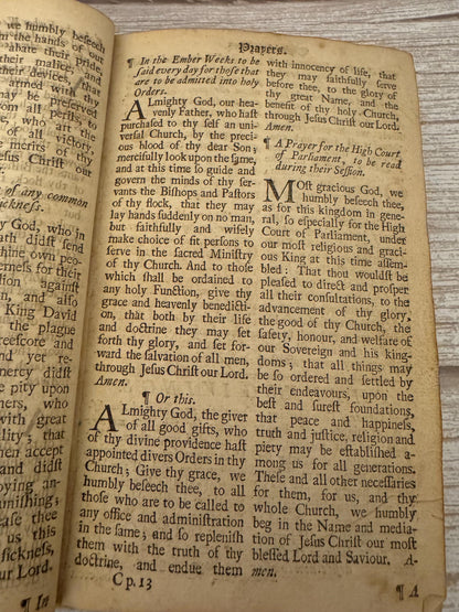 1716 Antique Book of Common Prayer Psalms of David John Baskett Church of England - Ref x754