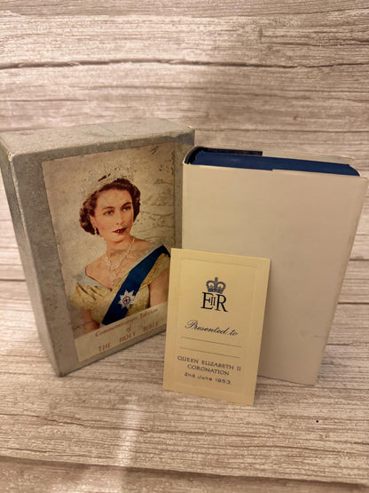 1953 Queen Elizabeth II Coronation Holy Bible KJV – Royal Commemorative Bible with Original Box - Ref x751
