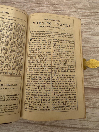 1867 Antique New Testament Bible and Book of Common Prayer with Clasp, Gothic Leather Binding - Ref x752