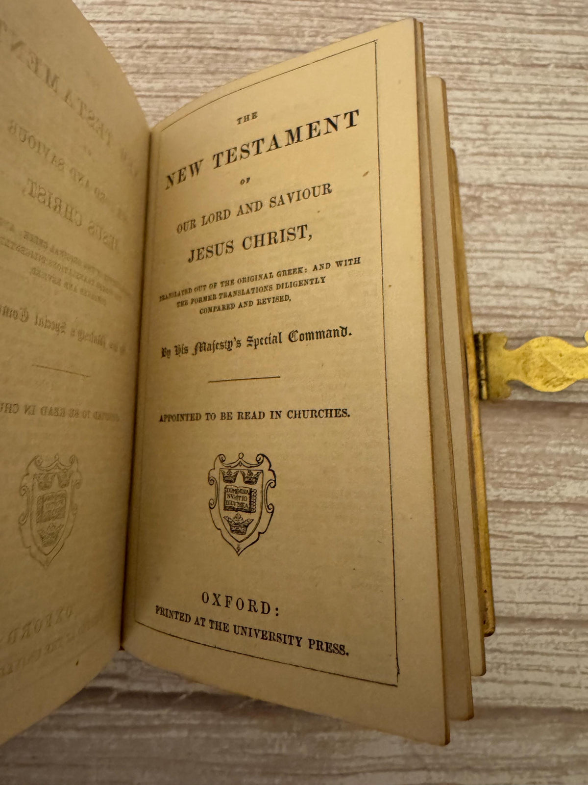 1867 Antique New Testament Bible and Book of Common Prayer with Clasp, Gothic Leather Binding - Ref x752