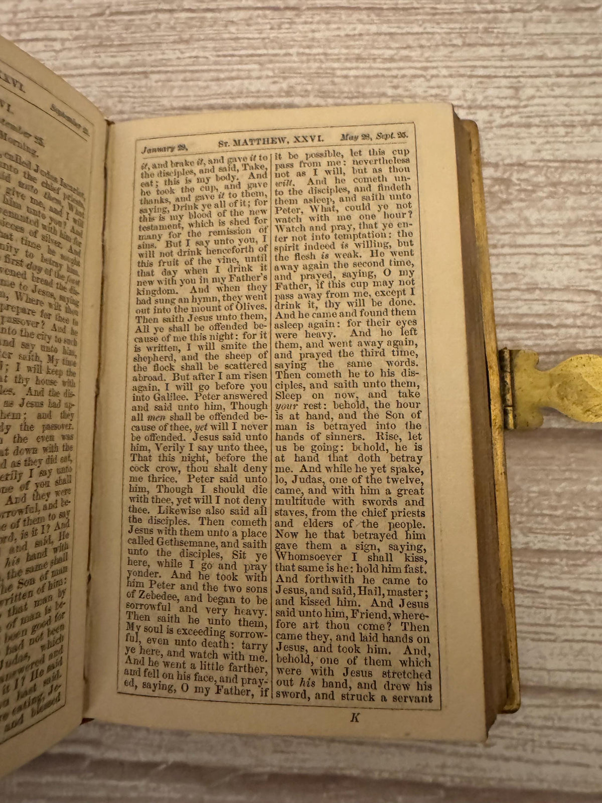 1867 Antique New Testament Bible and Book of Common Prayer with Clasp, Gothic Leather Binding - Ref x752