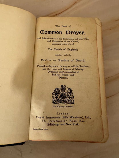 c.1910 Antique Book of Common Prayer, Hymns Ancient and Modern, Church of England Leather Prayer Book - Ref X650