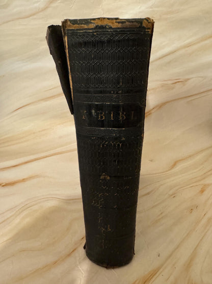 1872 Large Welsh Bible, Antique Welsh Holy Bible, Victorian Welsh Language Bible - Ref X645
