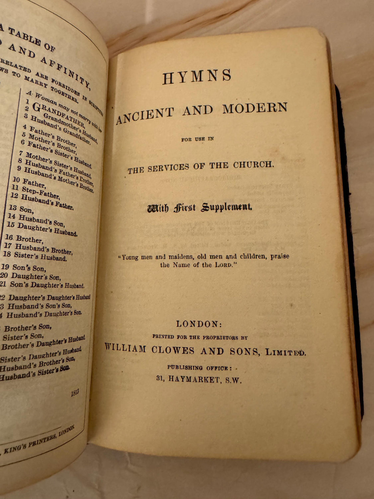c.1910 Antique Book of Common Prayer, Hymns Ancient and Modern, Church of England Leather Prayer Book - Ref X650