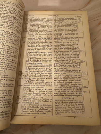 1872 Large Welsh Bible, Antique Welsh Holy Bible, Victorian Welsh Language Bible - Ref X645