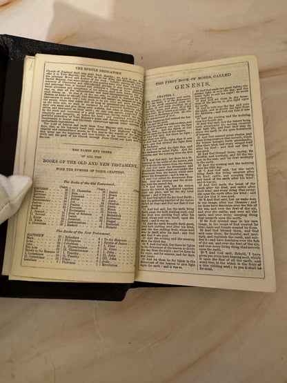 1893 Inscribed Antique KJV Holy Bible, Miniature Victorian King James Bible - Ref x641