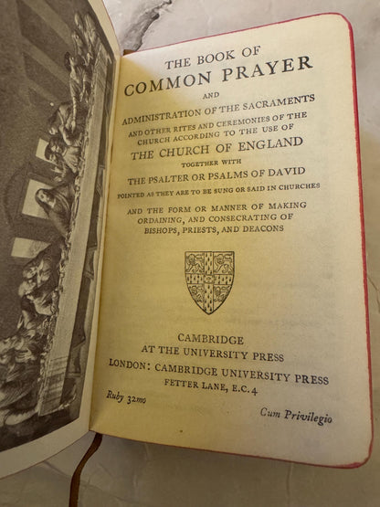 Antique Book of Common Prayer 1916 Leather Bound Church of England Vintage Christian Prayer Book Gift - Ref x612