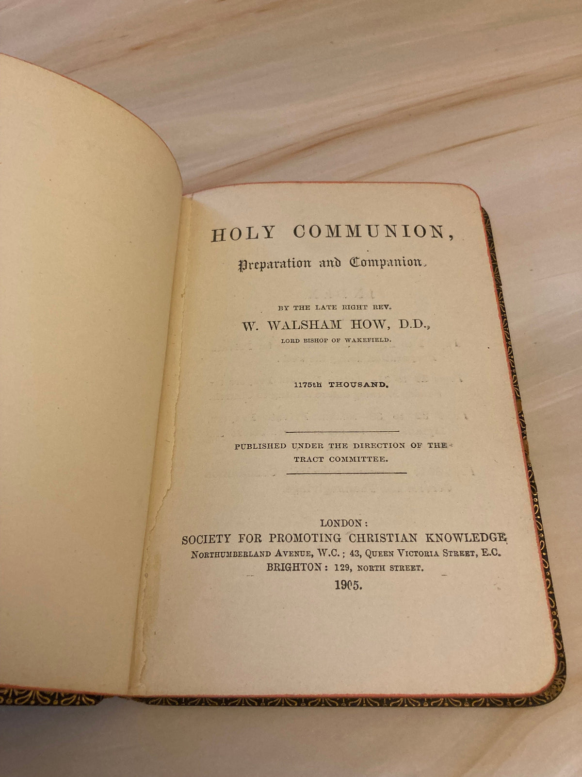 Antique Holy Communion Book 1905 – Vintage Christian Prayer Book - (Ref X40)