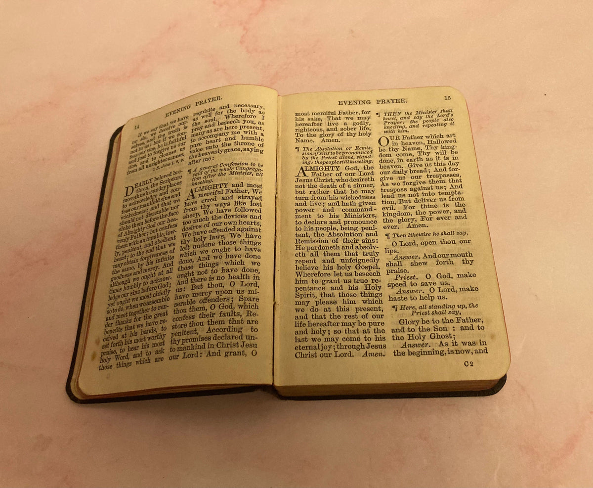 Antique Church Hymn Book – Book of Common Prayer & Hymns – Anglican Prayer Book - (Ref x192)