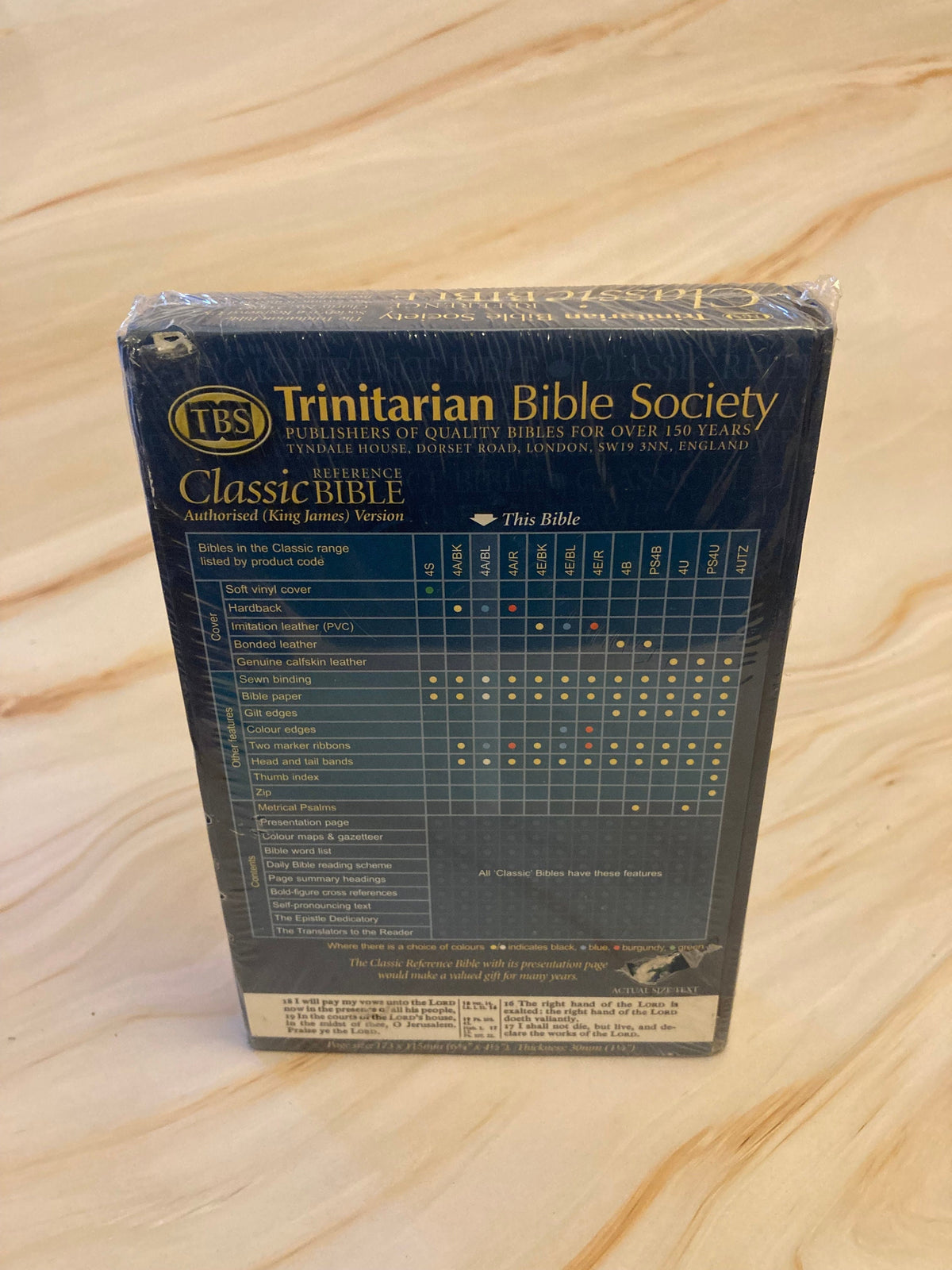 KJV Reference Bible Trinitarian Bible Society Blue Cover - Reference X91
