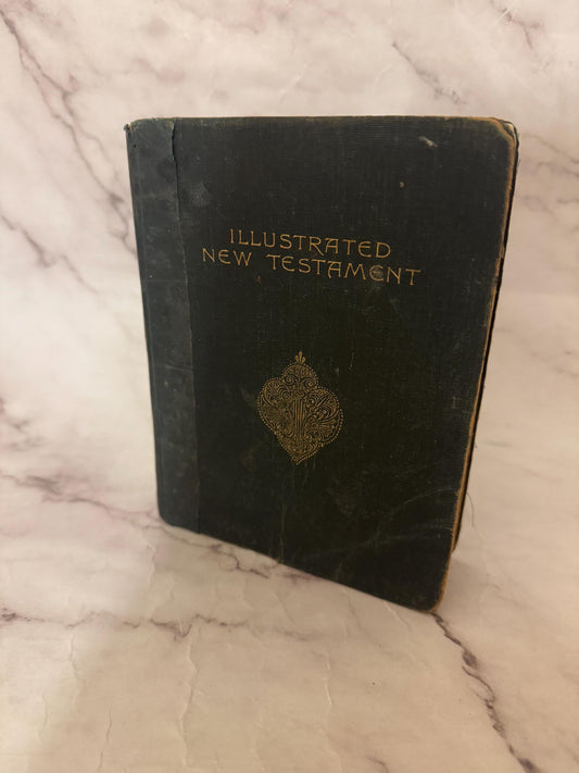Antique Illustrated New Testament Bible – Late 1800s Christian Book - Ref x595