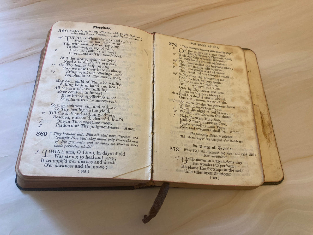 Antique Church Hymn Book 1800s Common Prayer Hymns Anglican Vintage Religious Book - (Ref X110)