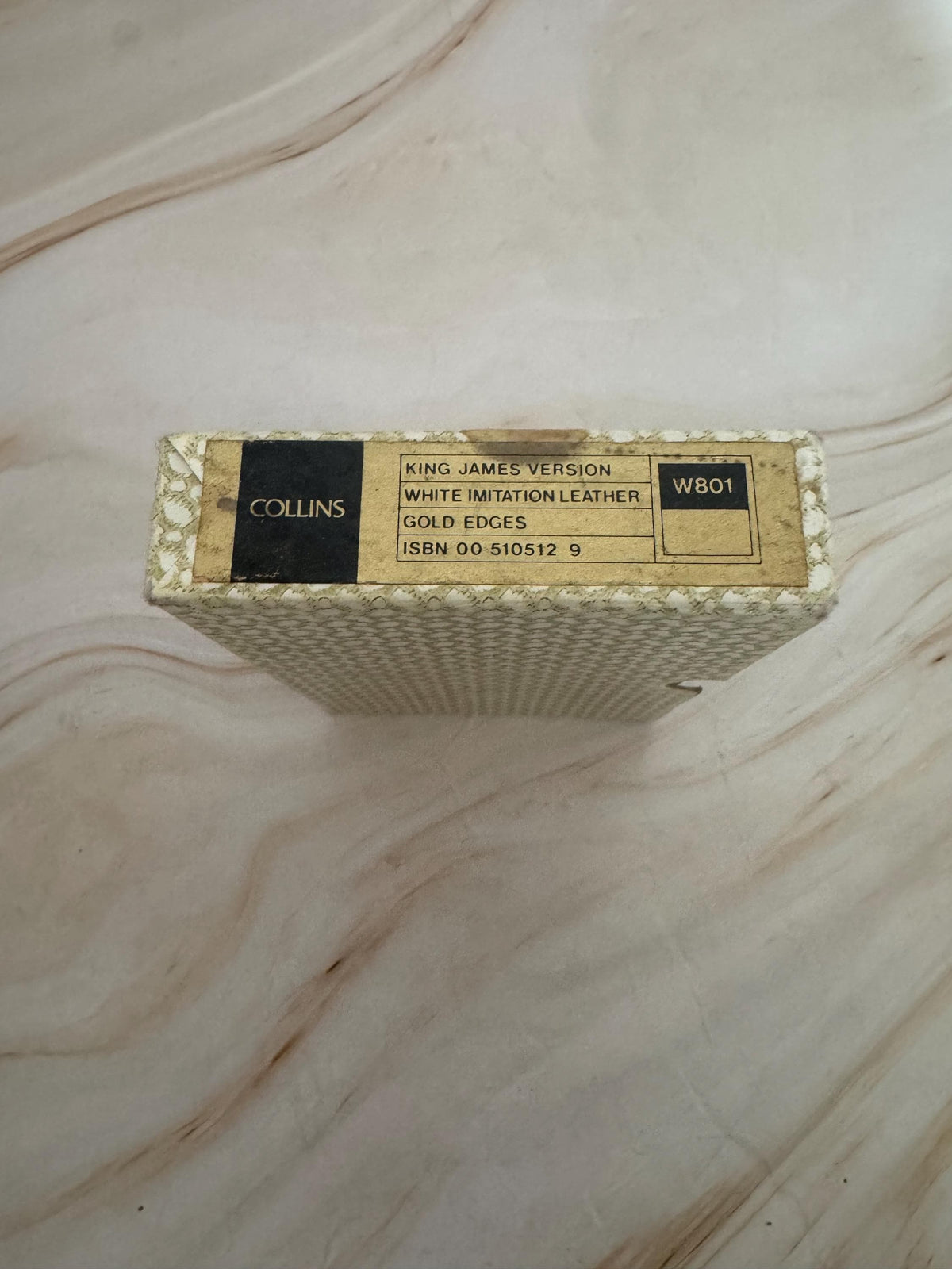1982 Collins Holy Bible King James Version KJV White Pocket Bible Gold Edges Slipcase - Ref x744