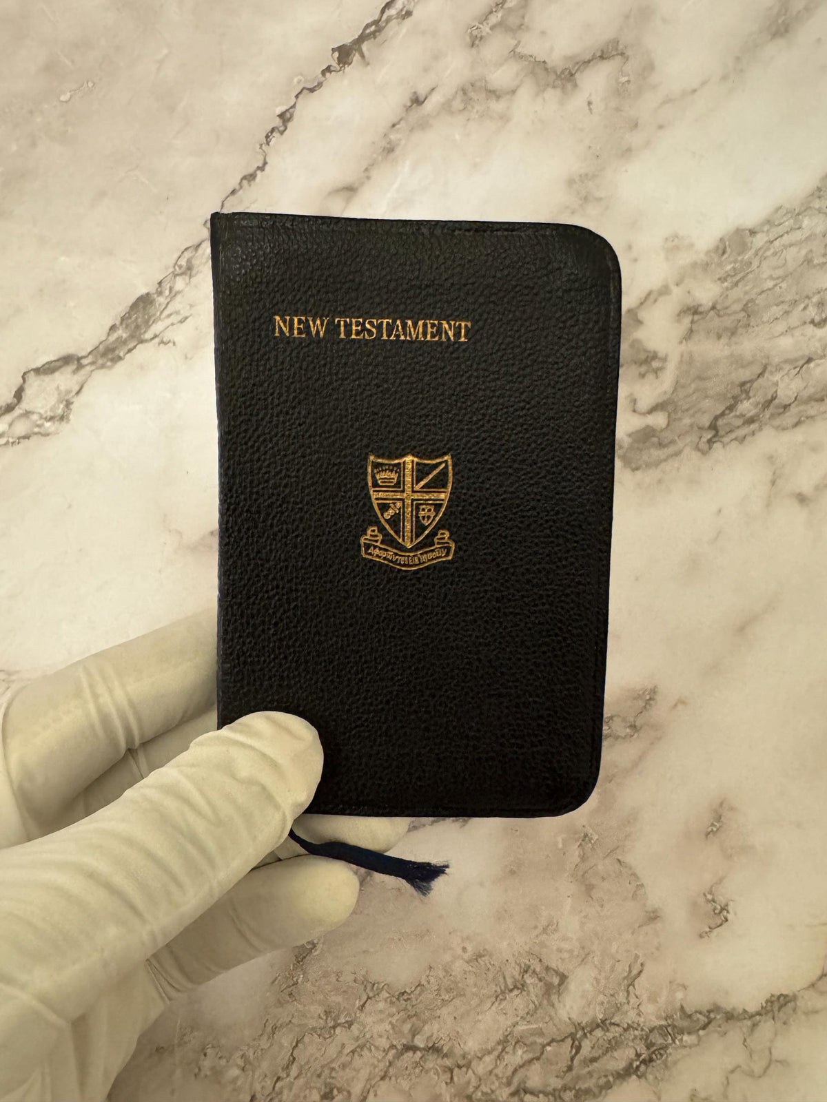c1950s Collins Clear-Type Press Pocket New Testament Black Leatherette - Ref x575